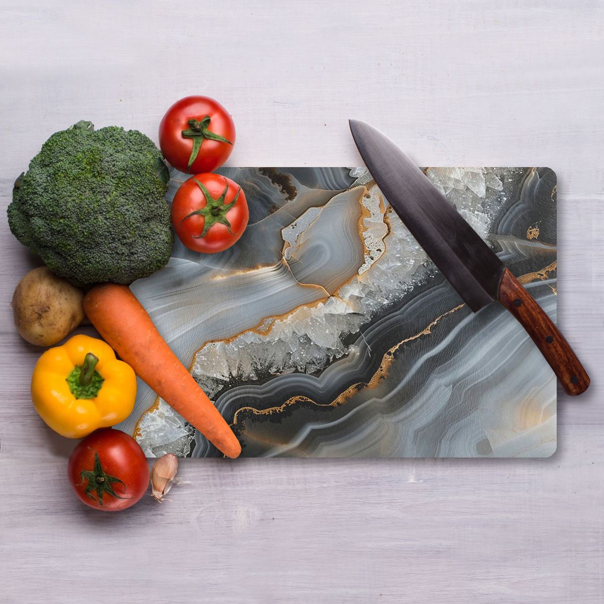 Tábua de corte em vidro temperado – 30 x 40 cm – Multicolorido