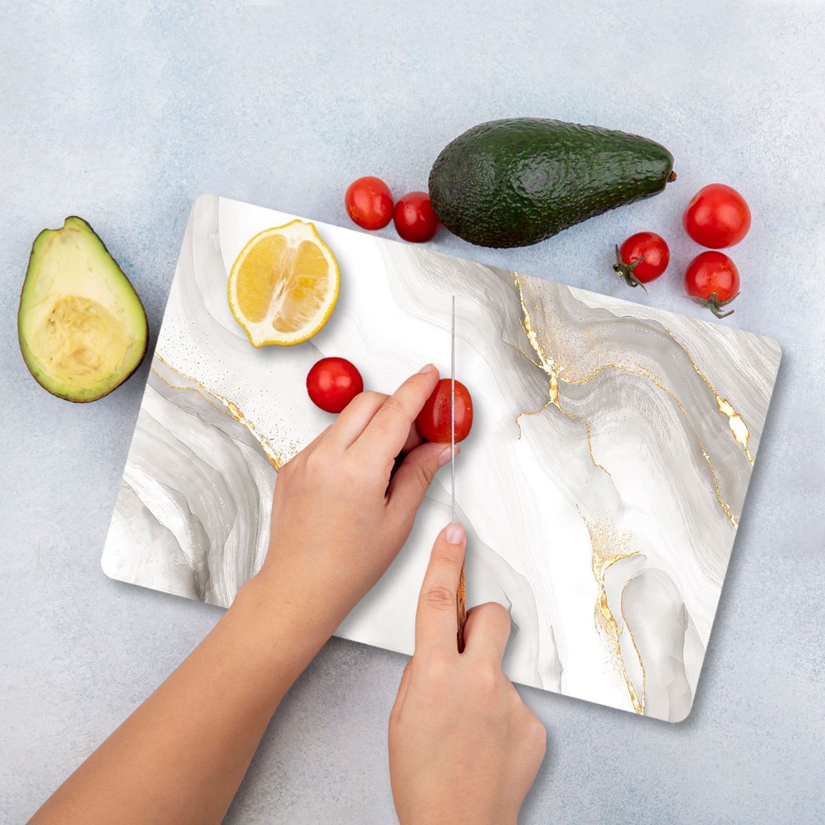 Tábua de Corte – 30 x 40 cm – Multicolorido – Vidro Temperado