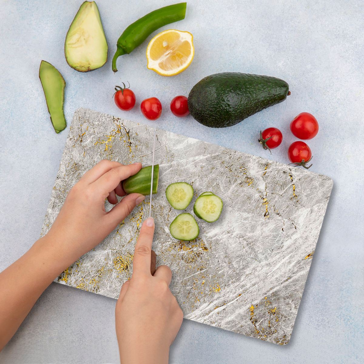 Tábua de corte – 20 x 30 cm – Multicolorido – Vidro temperado