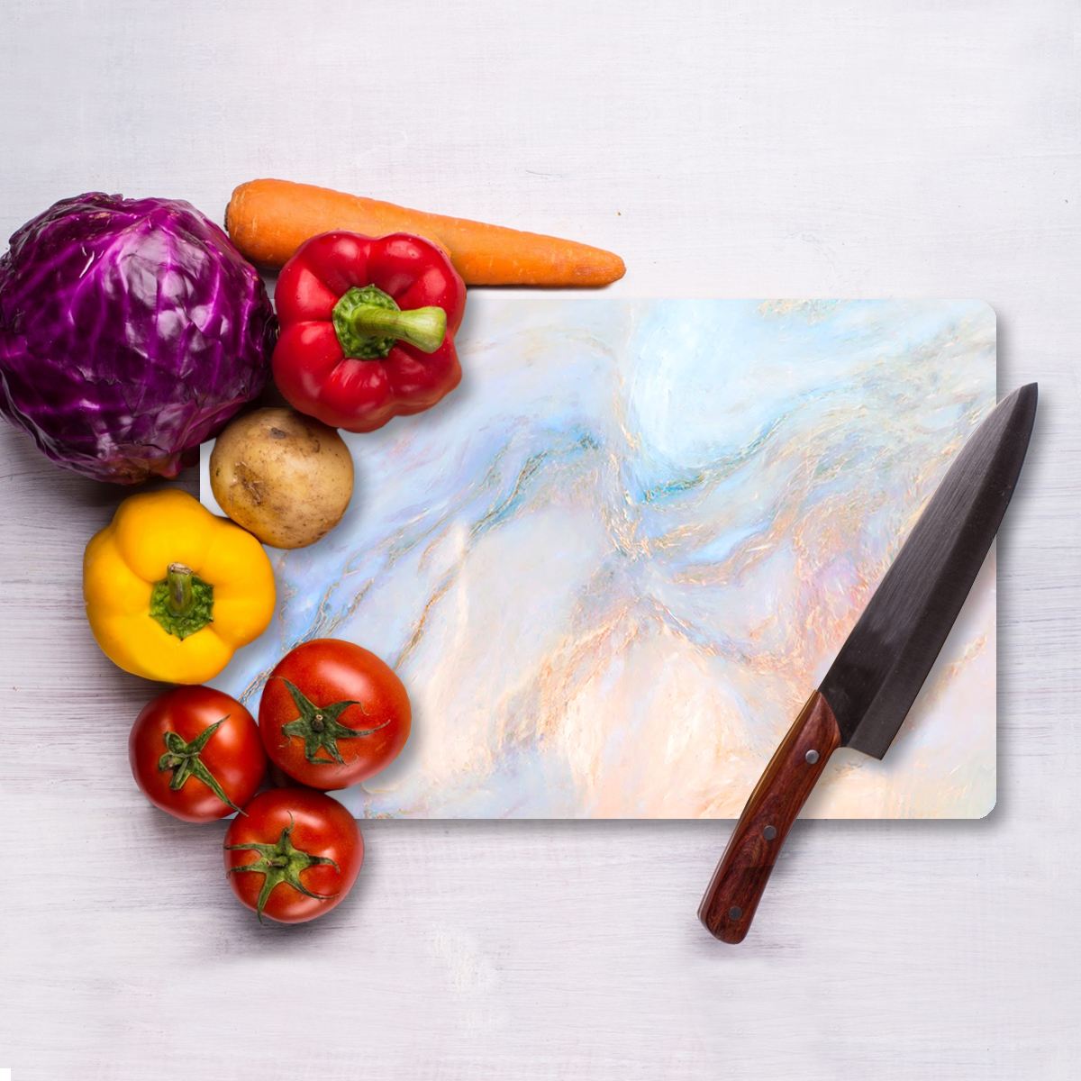 Tábua de corte de vidro temperado – 20 x 30 cm – multicolorido