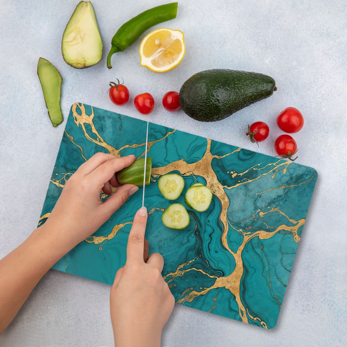 Tábua de Corte – 30 x 40 cm – Multicolorido – Vidro Temperado