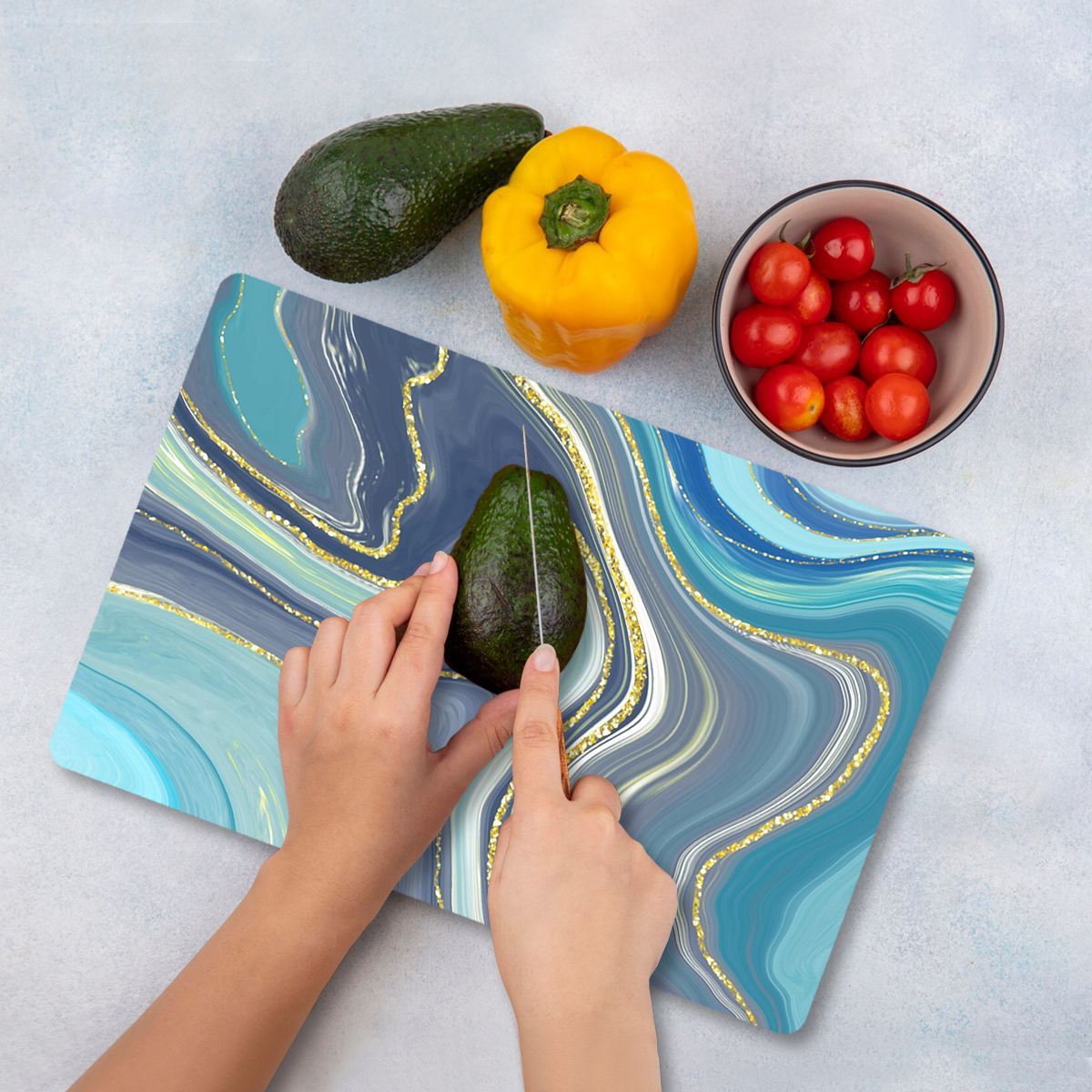 Tábua de corte – 30 x 40 cm – Multicolorido – Vidro temperado