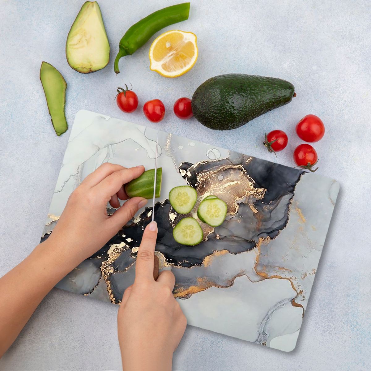 Tábua de Corte – 30 x 40 cm – Multicolorido – Vidro Temperado