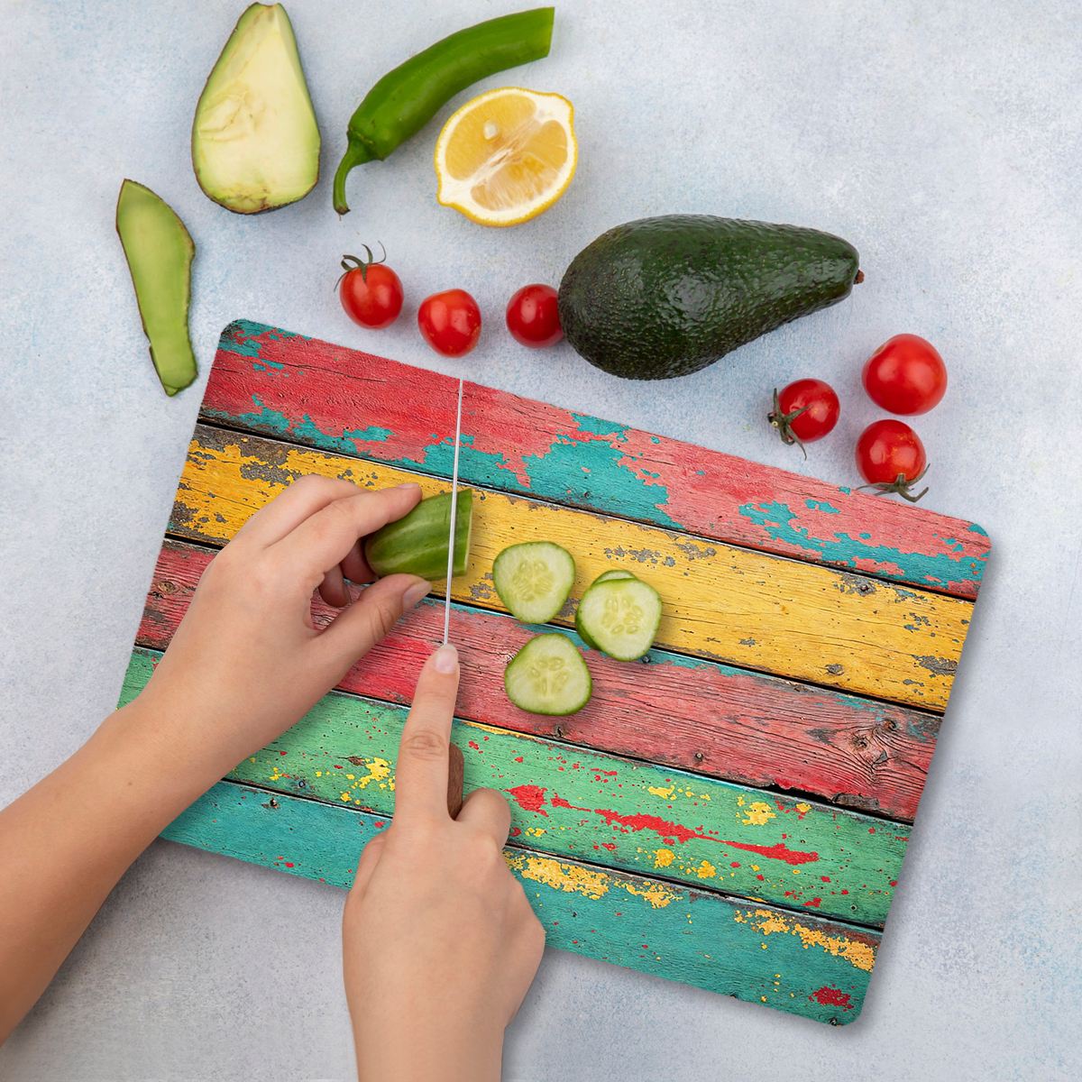 Tábua de corte – 30 x 40 cm – Multicolorido – Vidro Temperado
