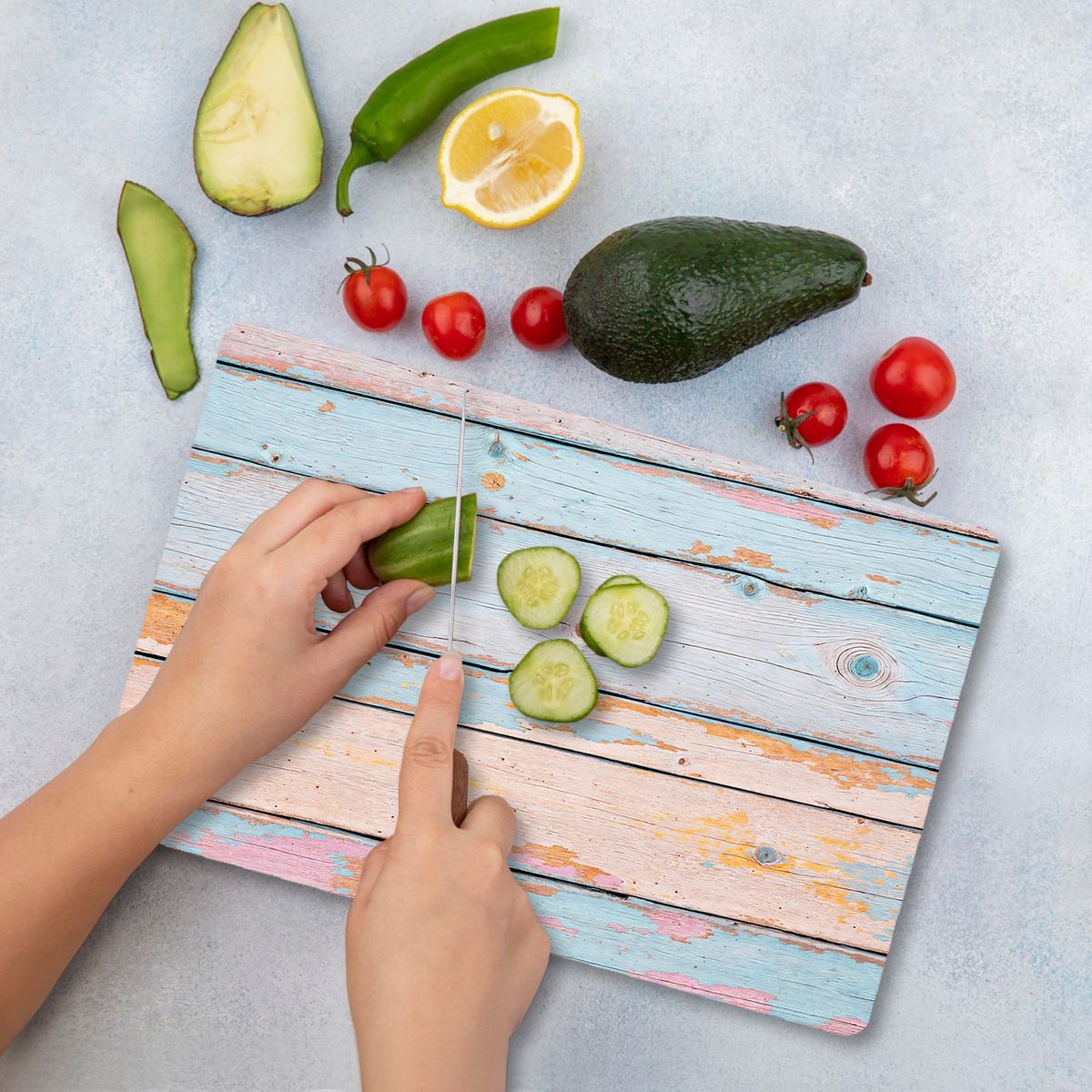 Tábua de Corte – 20 x 30 cm – Multicolorido – Vidro Temperado