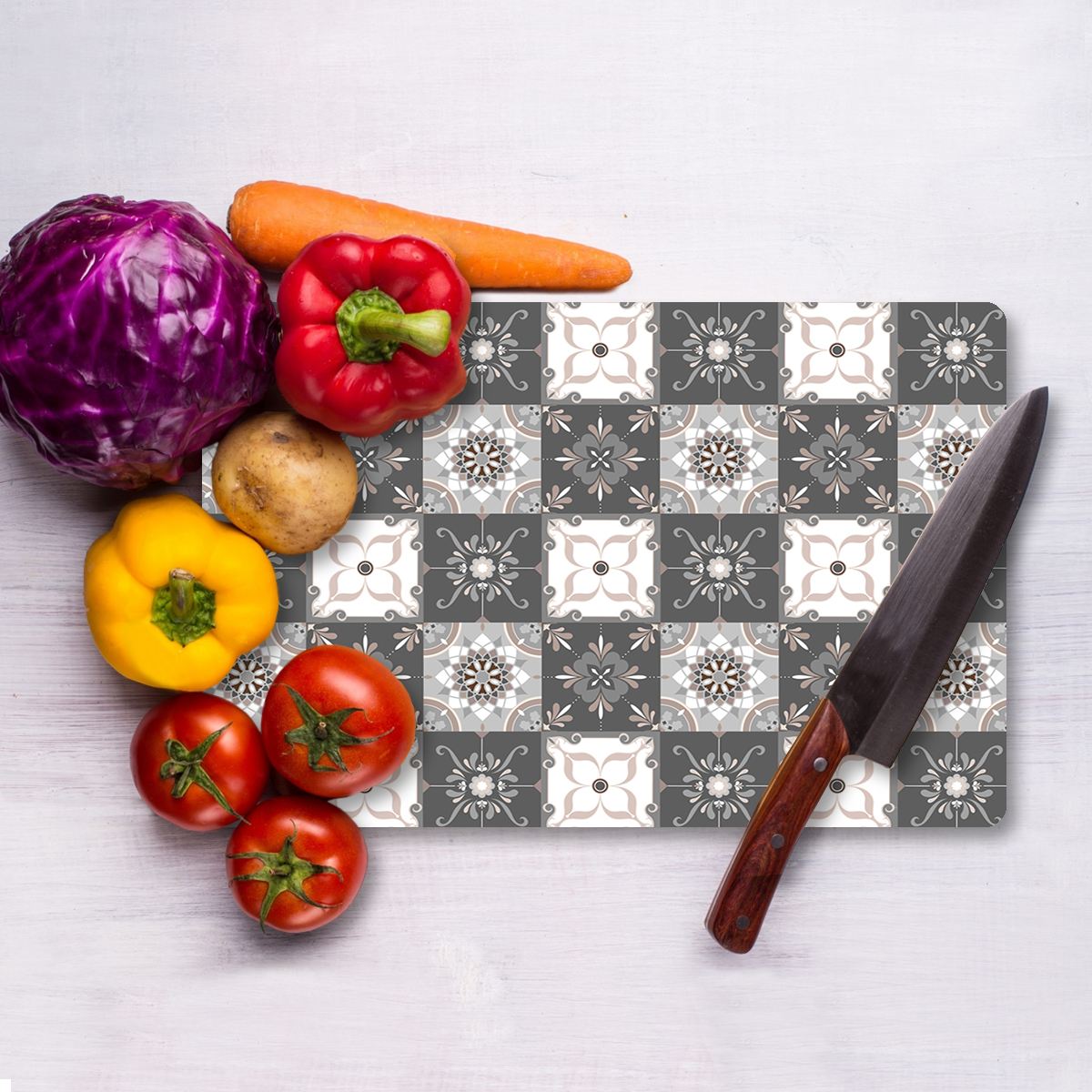 Tábua de Corte em Vidro Temperado – 30 x 40 cm – Multicolorido