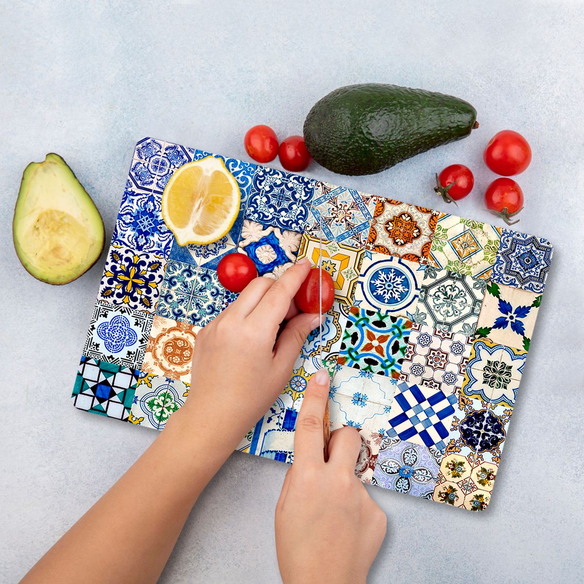 Tábua de Corte – 20 x 30 cm – Multicolorido – Vidro Temperado