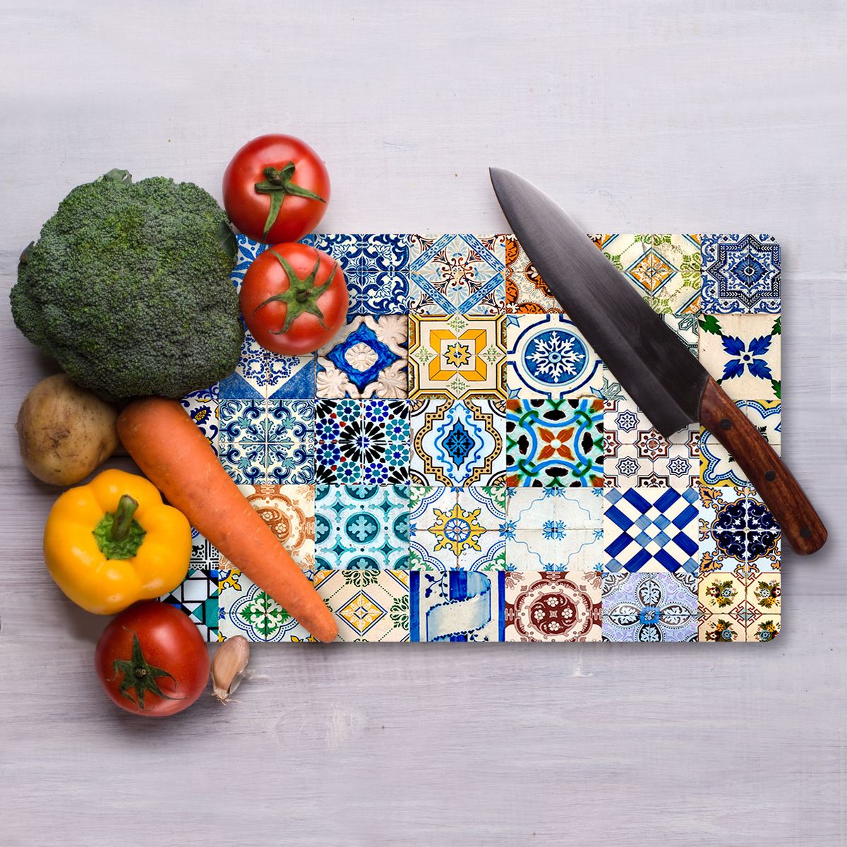 Tábua de Corte – 30 x 40 cm – Multicolorido – Vidro Temperado