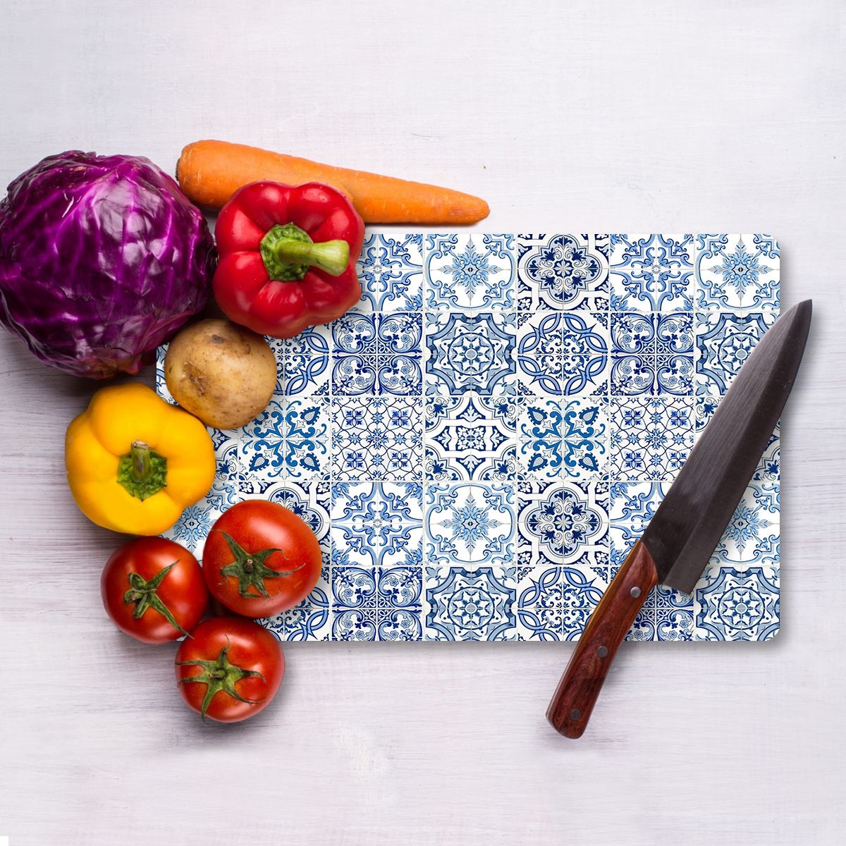 Tábua de corte em vidro temperado – 30 x 40 cm – multicolorido