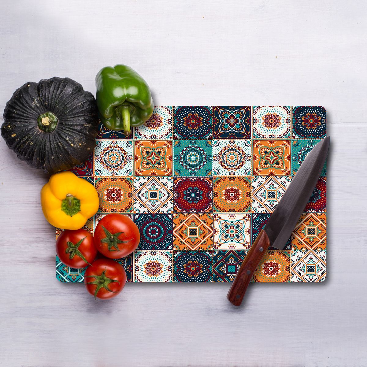 Tábua de corte – 20 x 30 cm – Multicolorido – Vidro Temperado