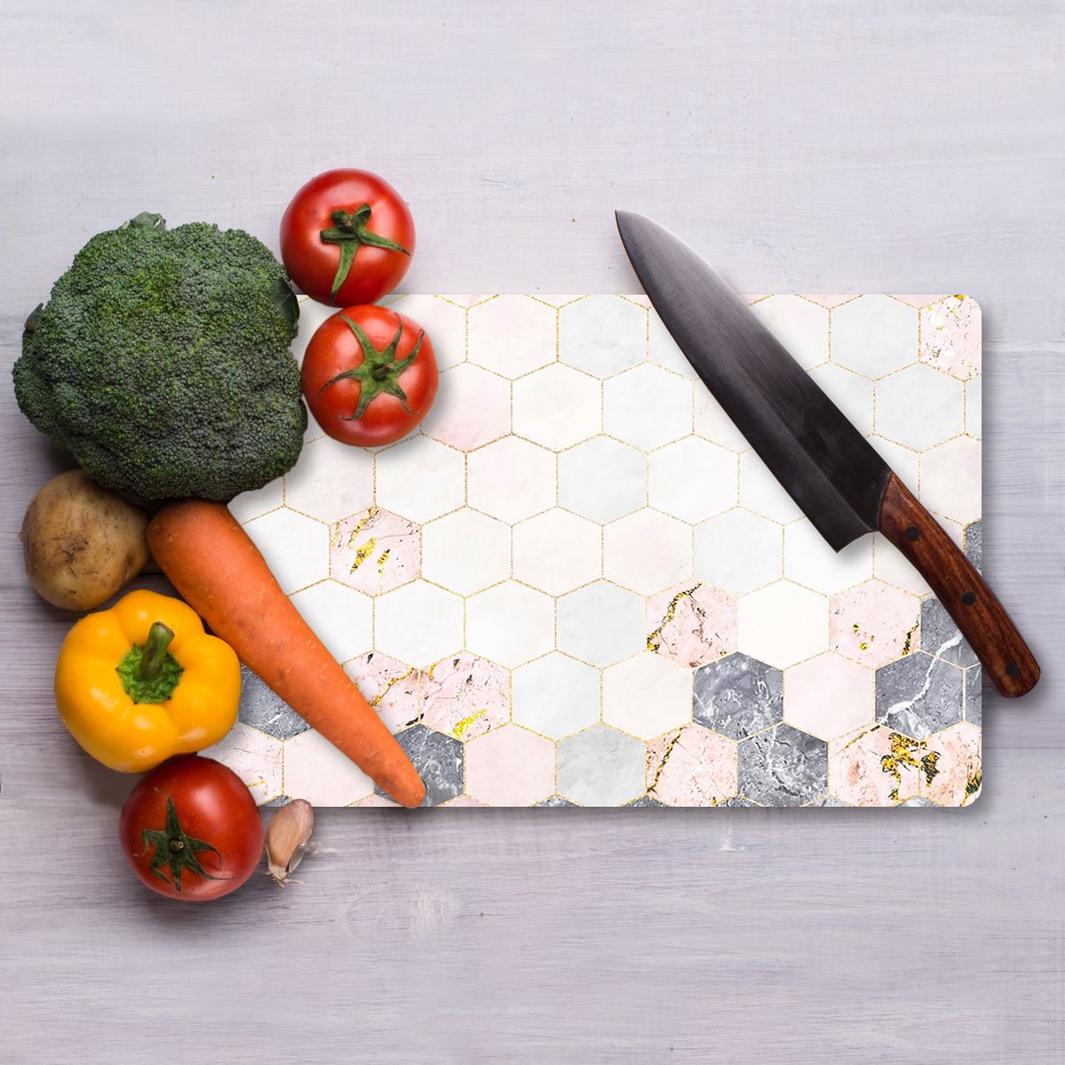 Tábua de corte em vidro temperado – 20 x 30 cm – Multicolorido