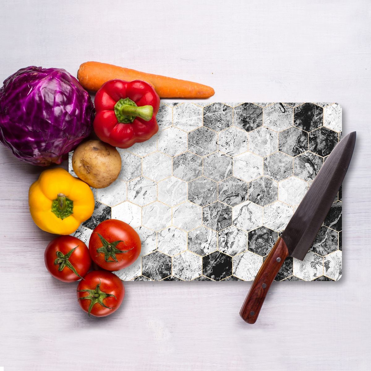 Tábua de corte – 30 x 40 cm – Multicolorido – Vidro temperado