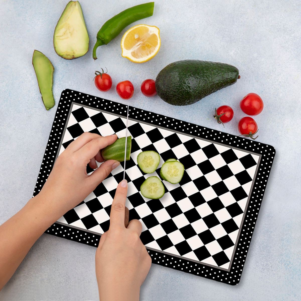 Tábua de Corte em Vidro Temperado – 30 x 40 cm – Multicolorido