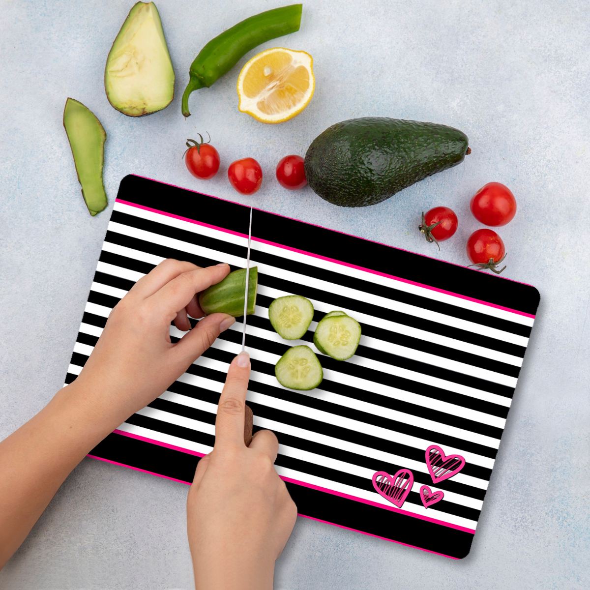 Tábua de corte – 30 x 40 cm – Multicolorido – vidro temperado