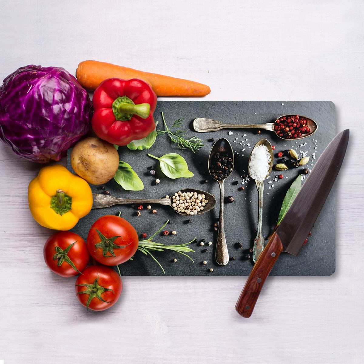 Tábua de Corte – 20 x 30 cm – Multicolorido – Vidro Temperado