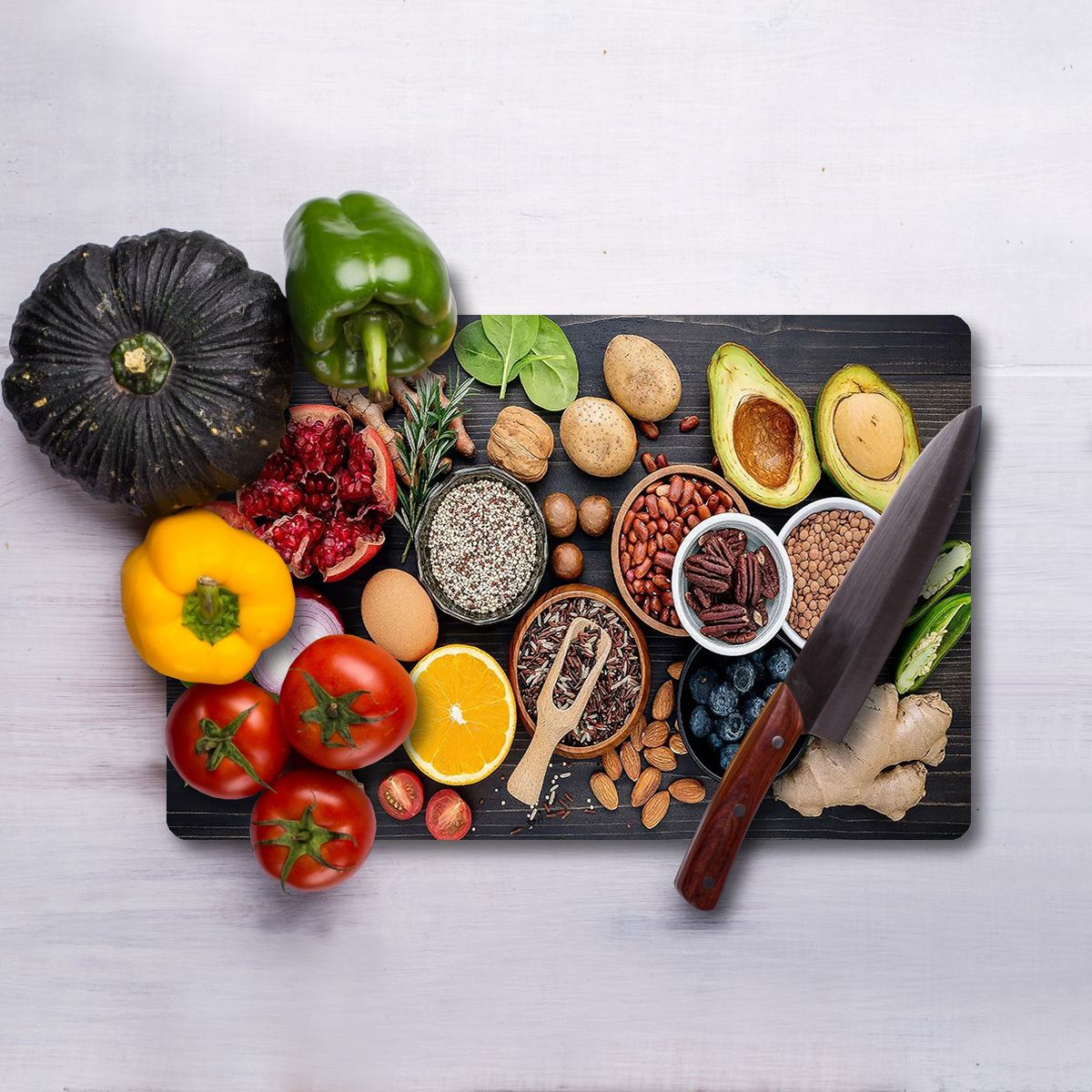 Tábua de corte – 20 x 30 cm – Multicolorido – vidro temperado