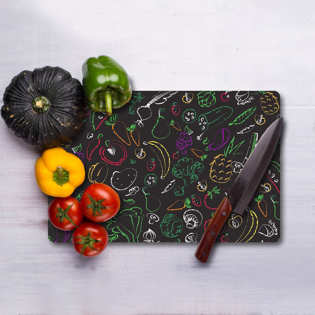 Tábua de corte – 30 x 40 cm – Multicolorido – Vidro Temperado