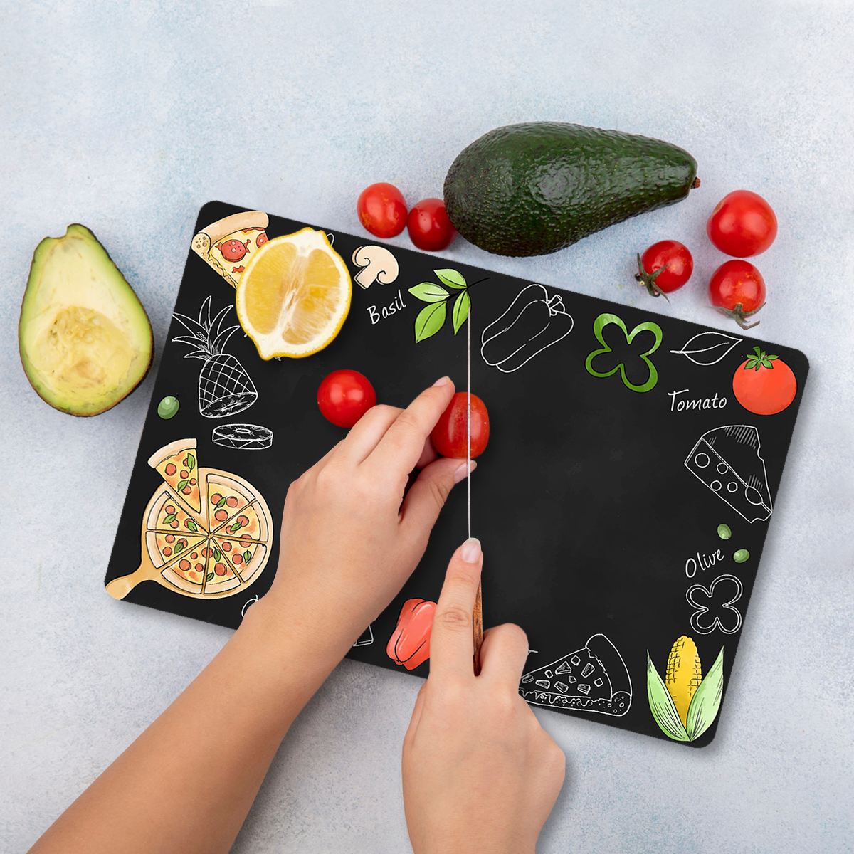 Tábua de Corte – 20 x 30 cm – Multicolorido – Vidro Temprado