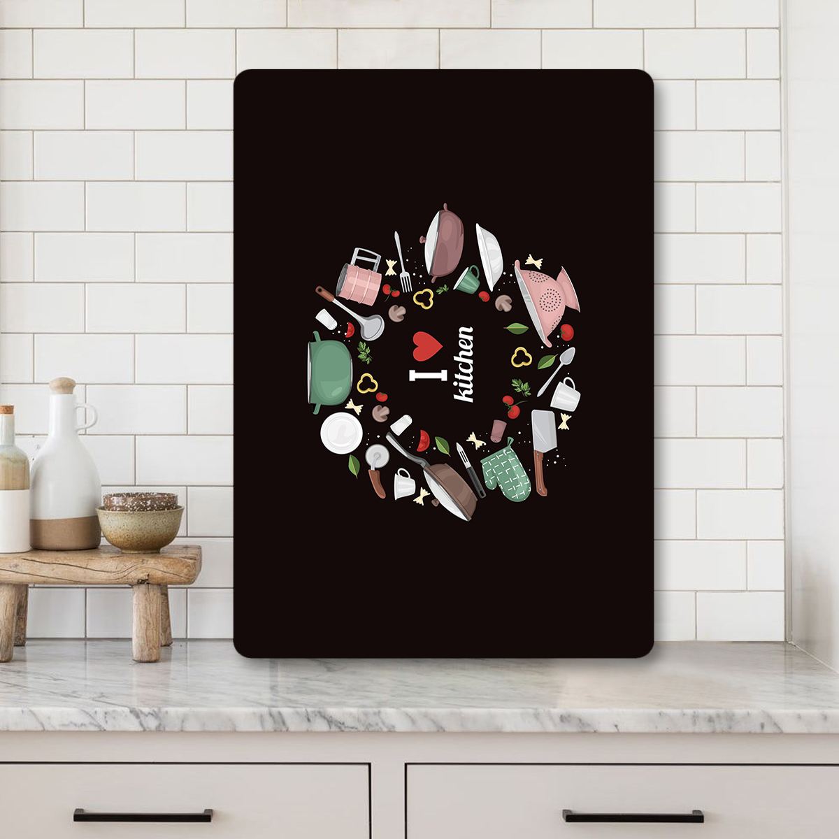 Tábua de corte em vidro temperado – 20 x 30 cm – Multicolorido