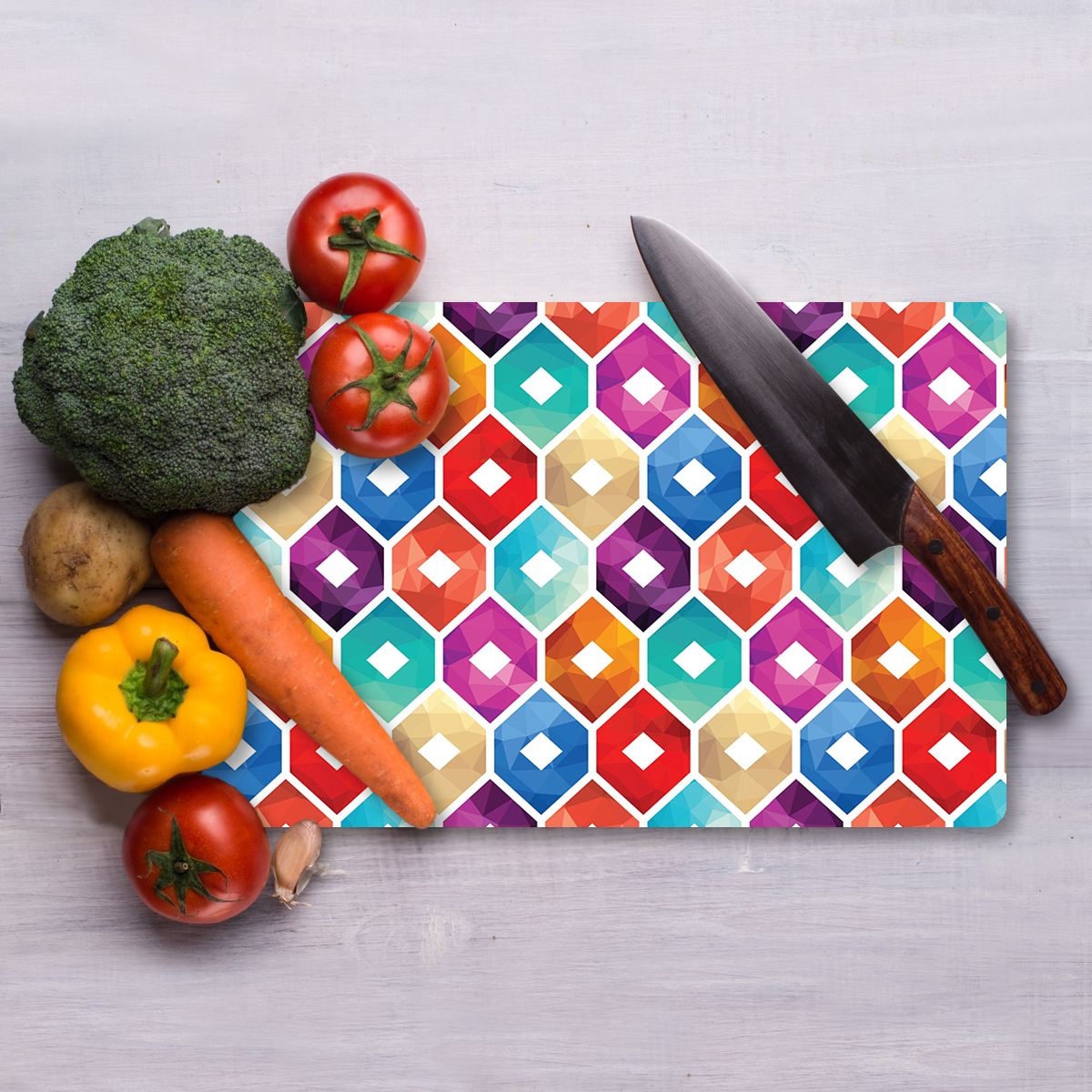 Tábua de corte – 30 x 40 cm – Multicolorido – Vidro temperado