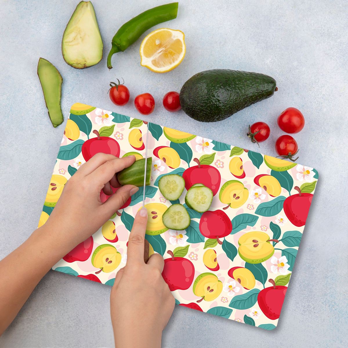 Tábua de Corte – 30 x 40 cm – Multicolorido – Vidro Temperado