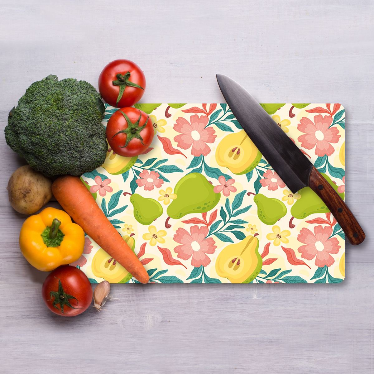 Tábua de Corte – 20 x 30 cm – Multicolorido – Vidro Temperado