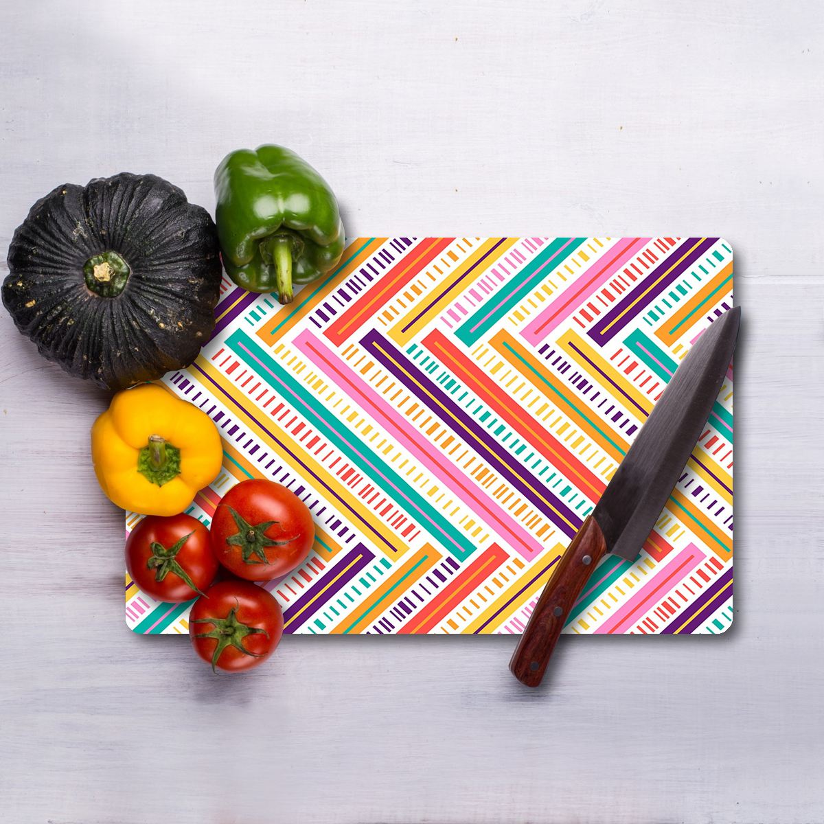 Tábua de Corte em Vidro Temperado – 20 x 30 cm – Multicolorido