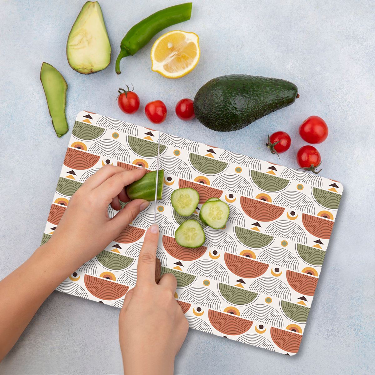 Tábua de Corte – 20 x 30 cm – Multicolorido – Vidro Temperado