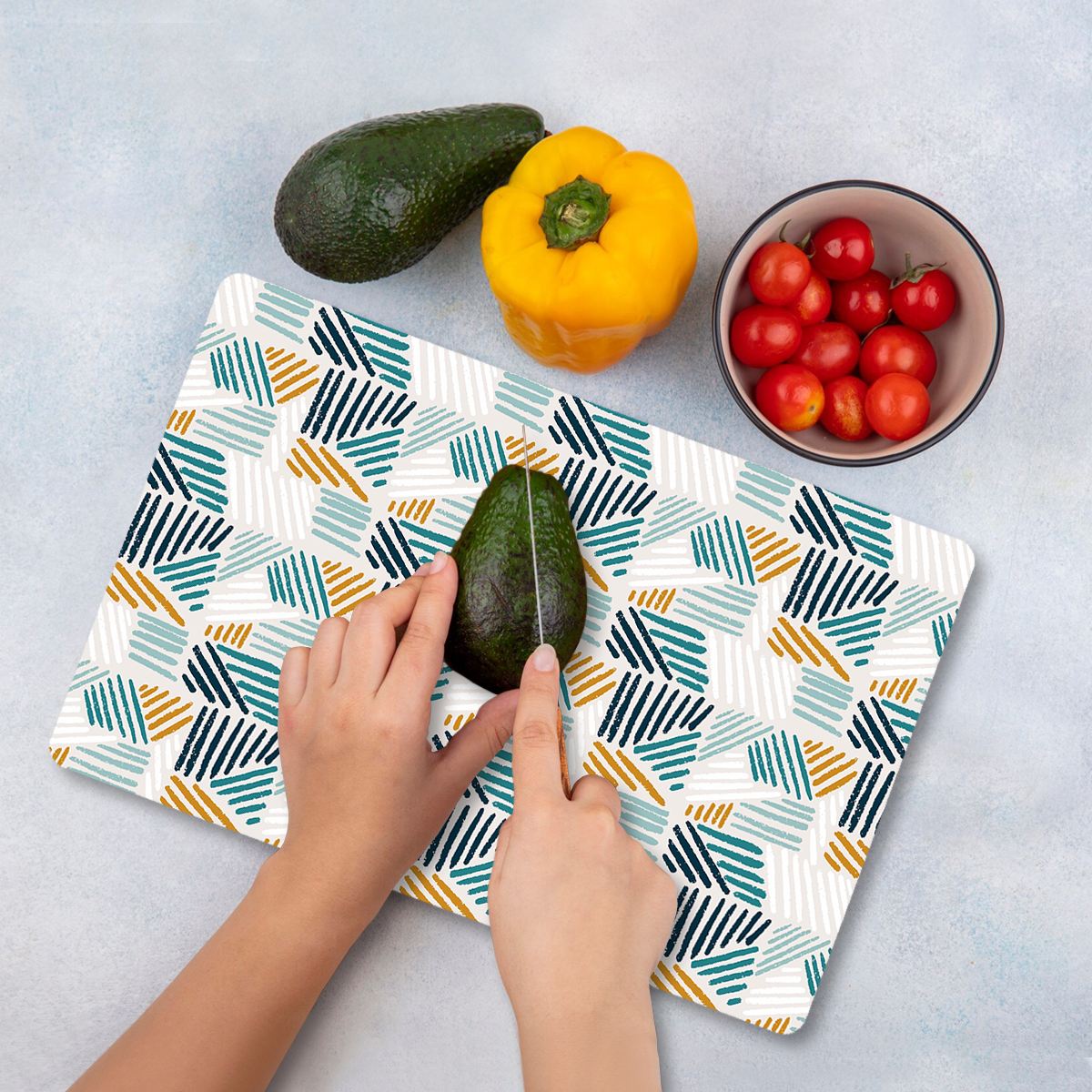 Tábua de corte  – 30 x 40 cm – Multicolorido – Vidro temperado