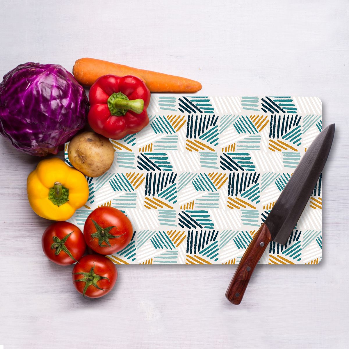 Tábua de corte  – 30 x 40 cm – Multicolorido – Vidro temperado