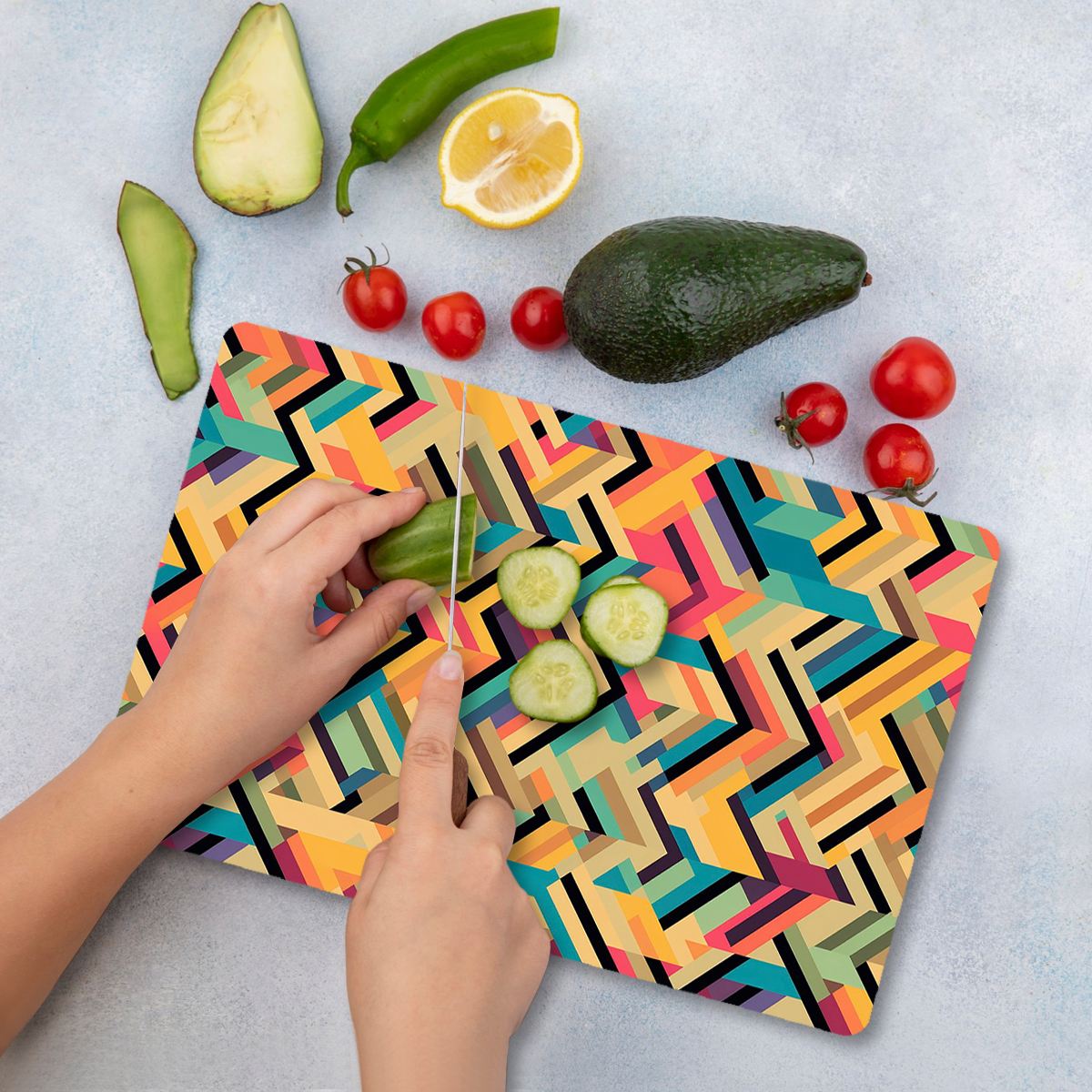 Tábua de corte – 20 x 30 cm – Multicolorido – Vidro Temperado