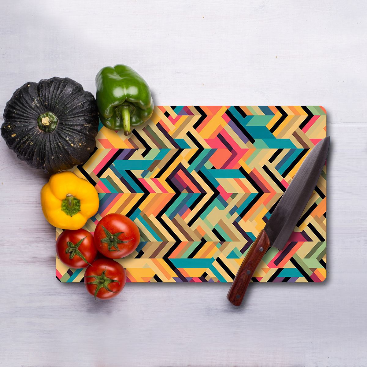 Tábua de Corte – 30 x 40 cm – Multicolorido – Vidro Temperado