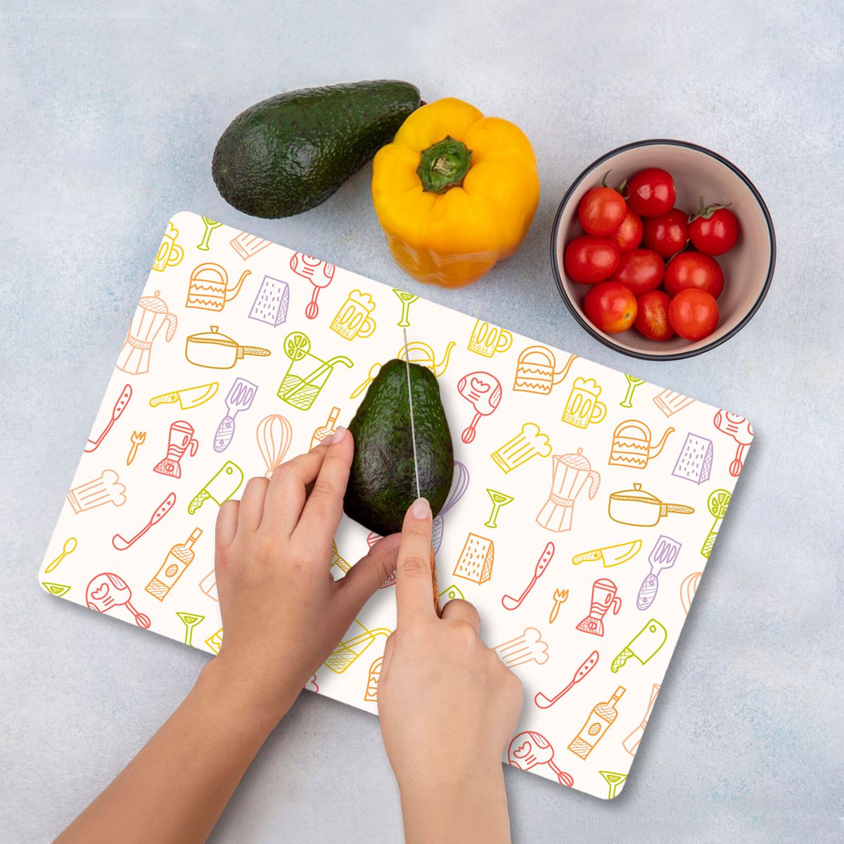 Tábua de Corte – 20 x 30 cm – Multicolorida – Vidro Temperado