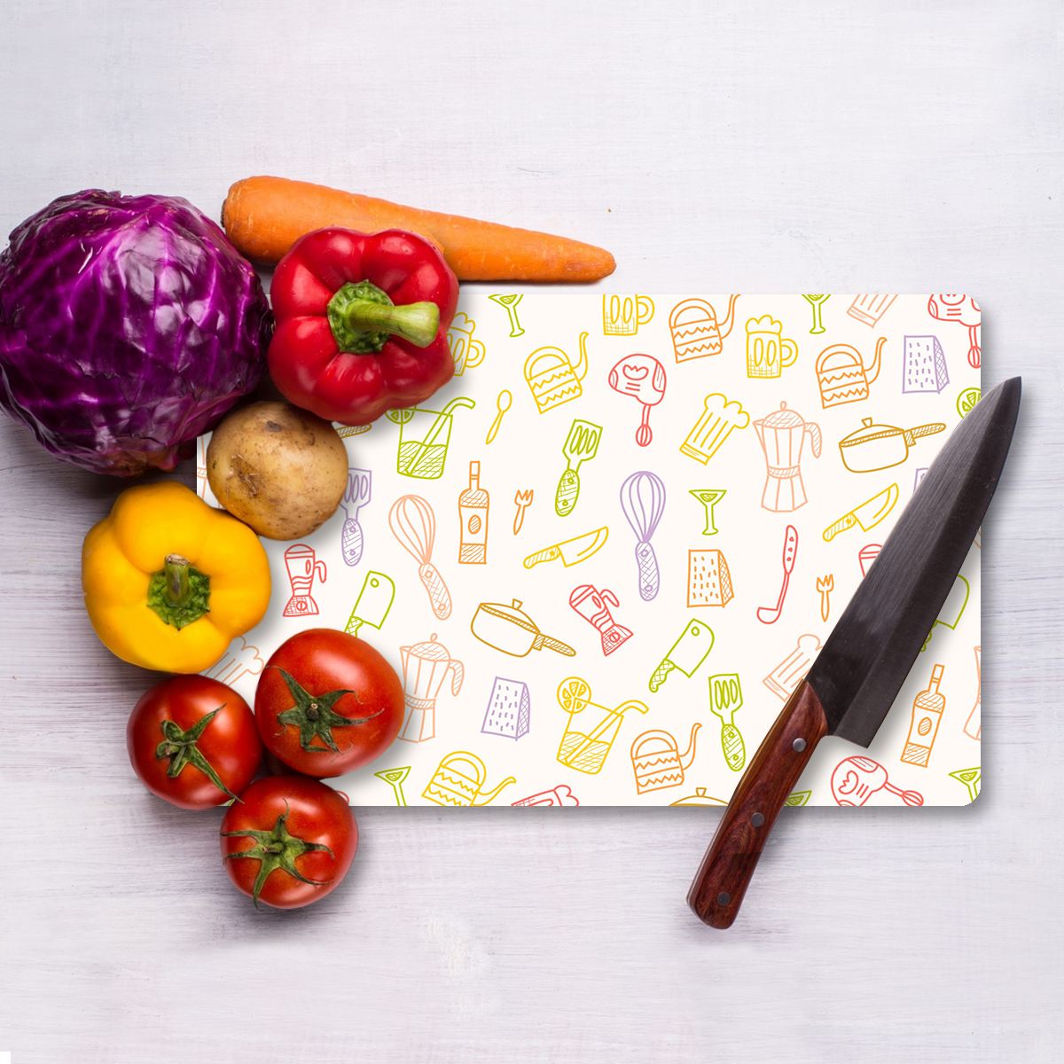 Tábua de corte – 30 x 40 cm – Multicolorido – vidro temperado