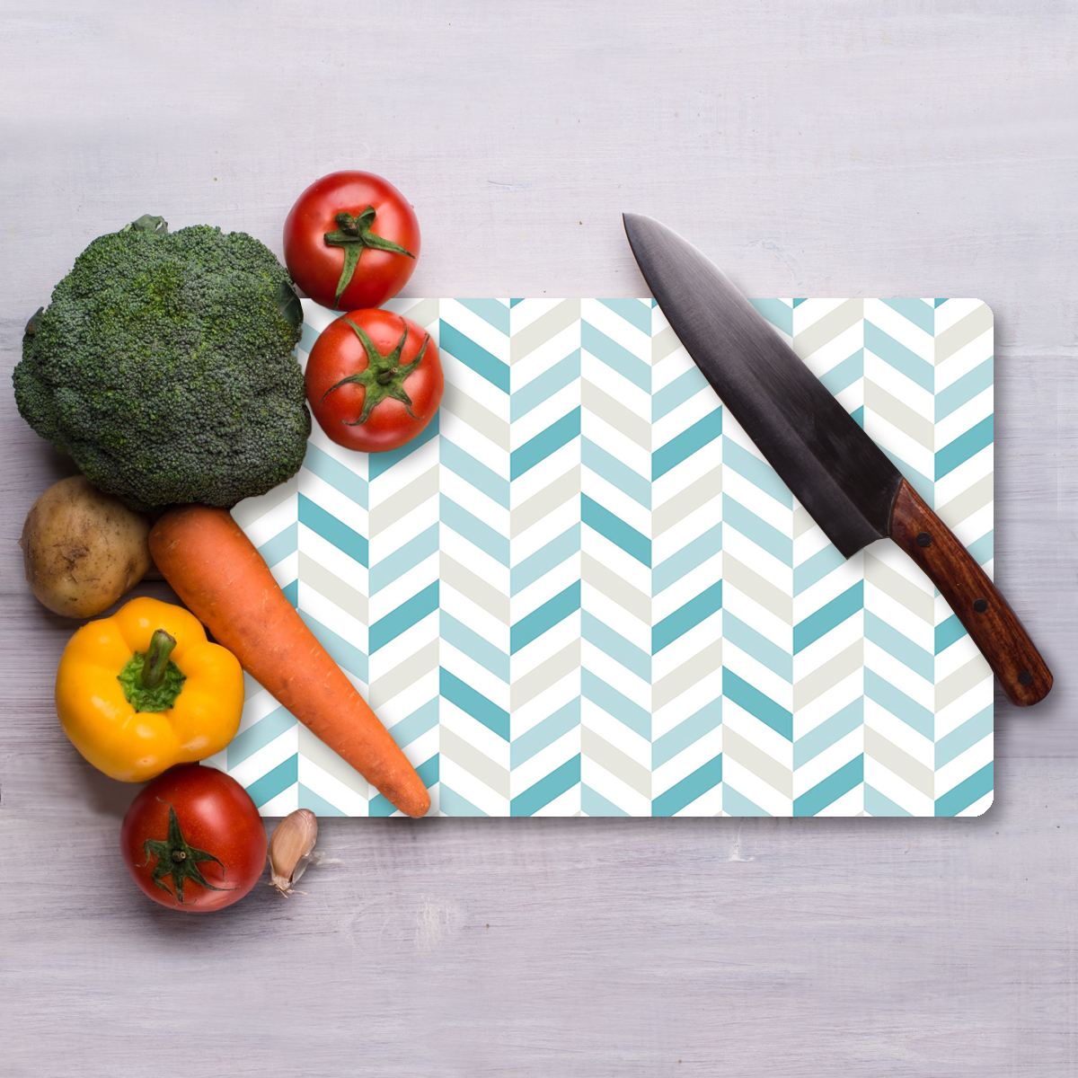 Tábua de corte em vidro temperado – 30 x 40 cm – Multicolorido