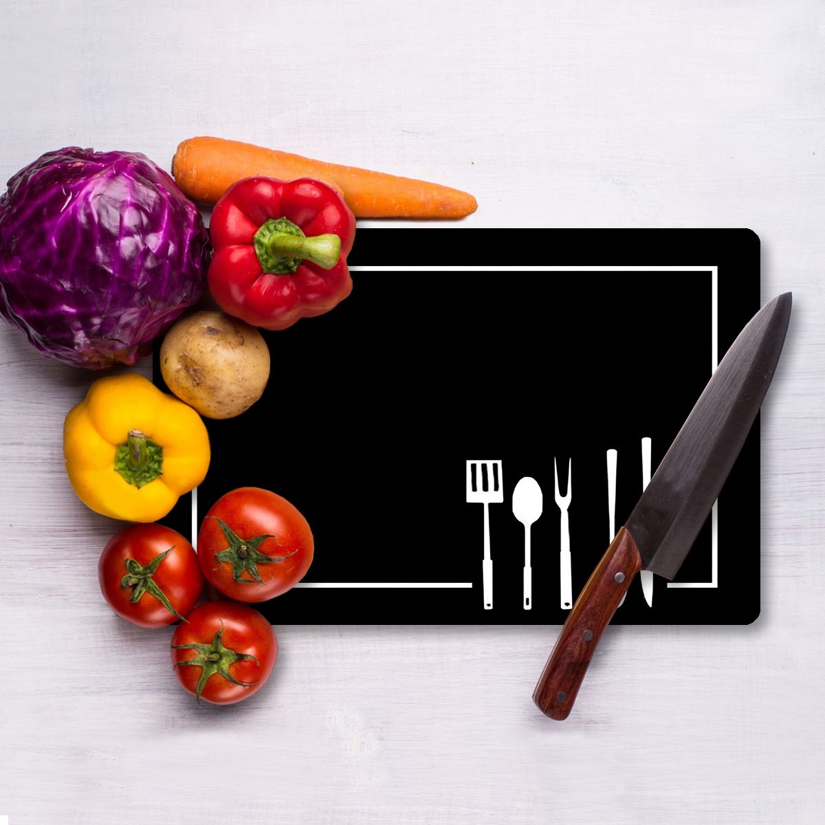 Tábua de corte em vidro temperado – 20 x 30 cm – Multicolorido