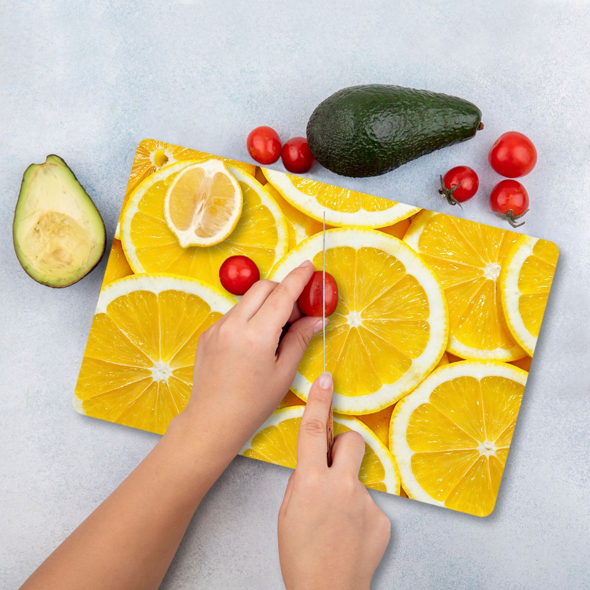 Tábua de corte – 20 x 30 cm – Multicolorido – vidro temperado