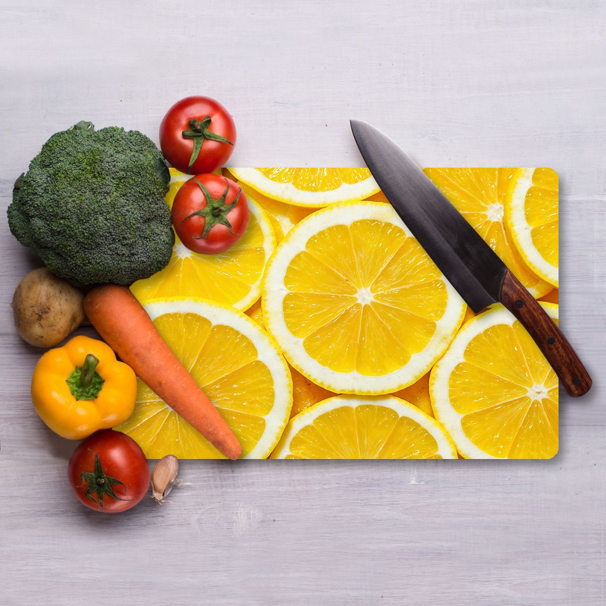 Tábua de corte – 20 x 30 cm – Multicolorido – vidro temperado