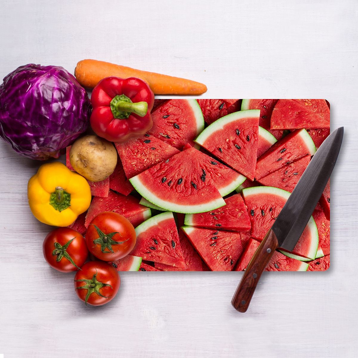 Tábua de Corte – 20 x 30 cm – Multicolorido – Vidro Temperado