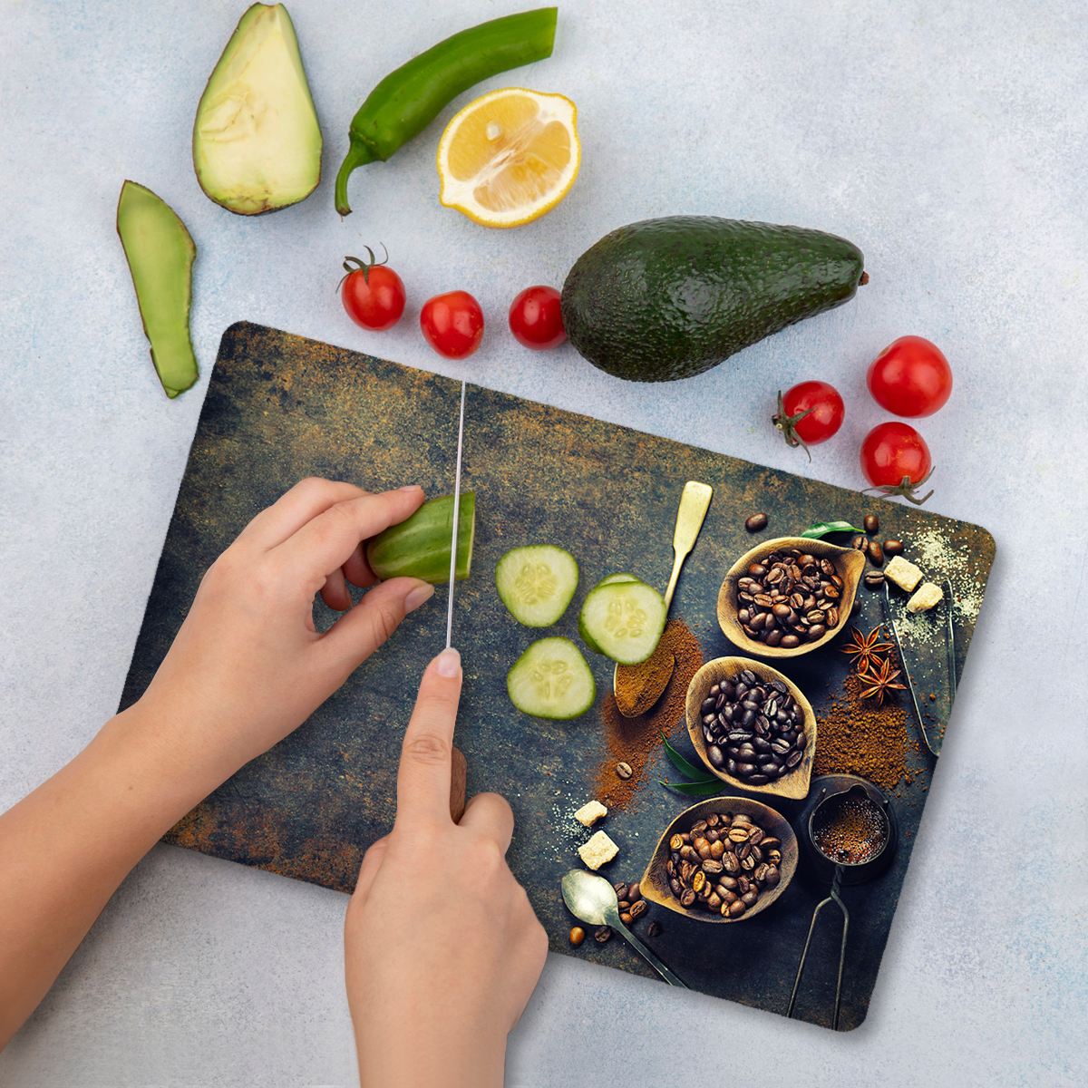 Tábua de Corte – 20 x 30 cm – Multicolorido – Vidro Temperado