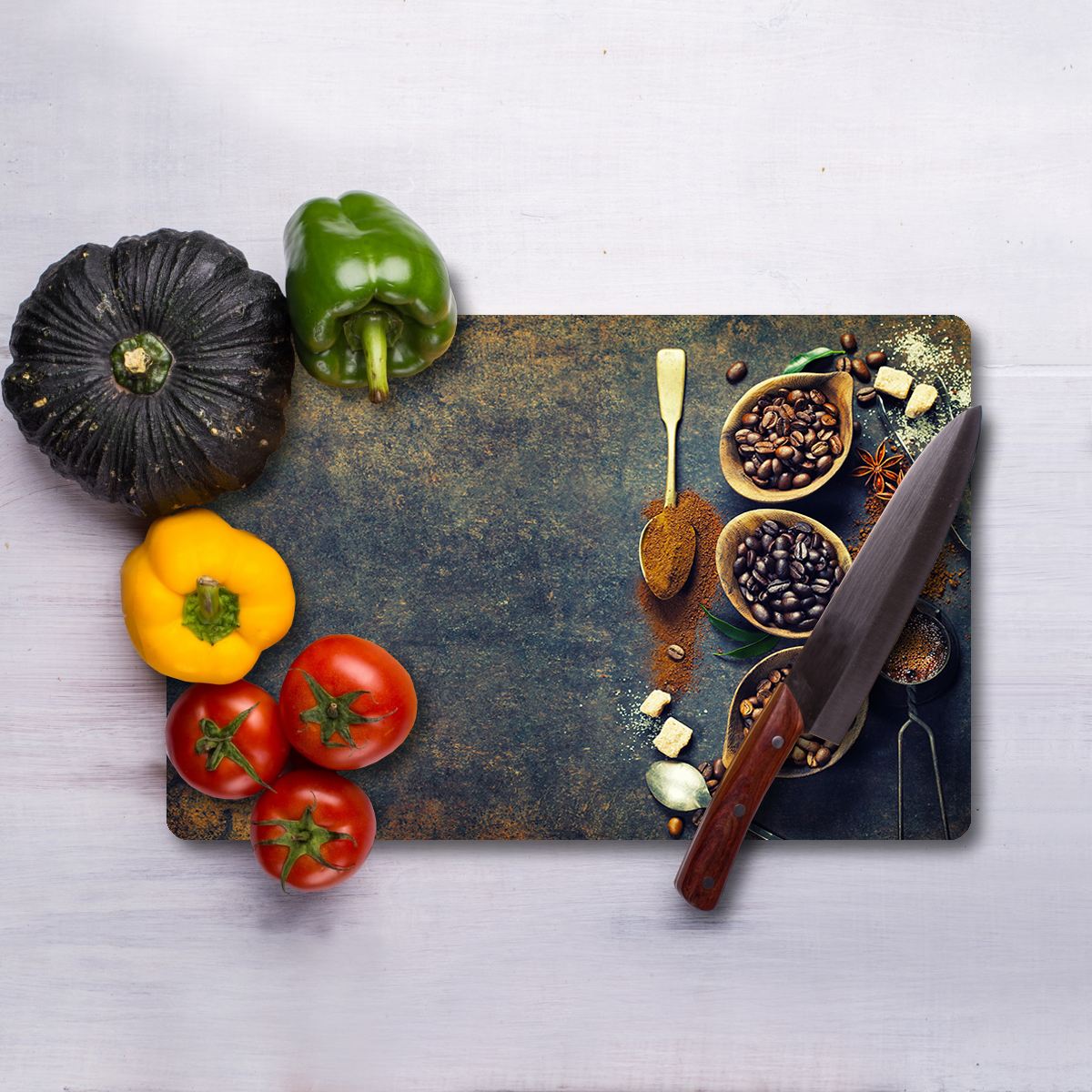 Tábua de corte de vidro temperado – 30 x 40 cm – multicolorido