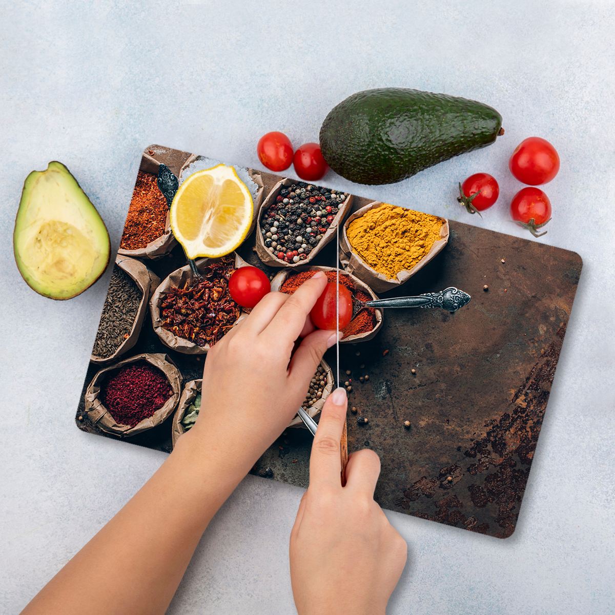 Tábua de Corte em Vidro Temperado – 30 x 40 cm – Multicolorido