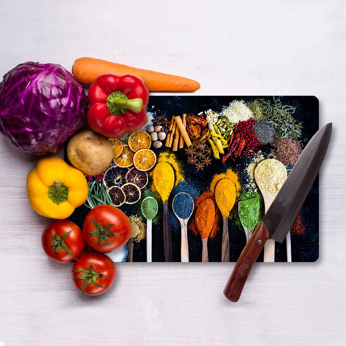 Tábua de Corte – 30 x 40 cm – Multicolorido – Vidro Temperado