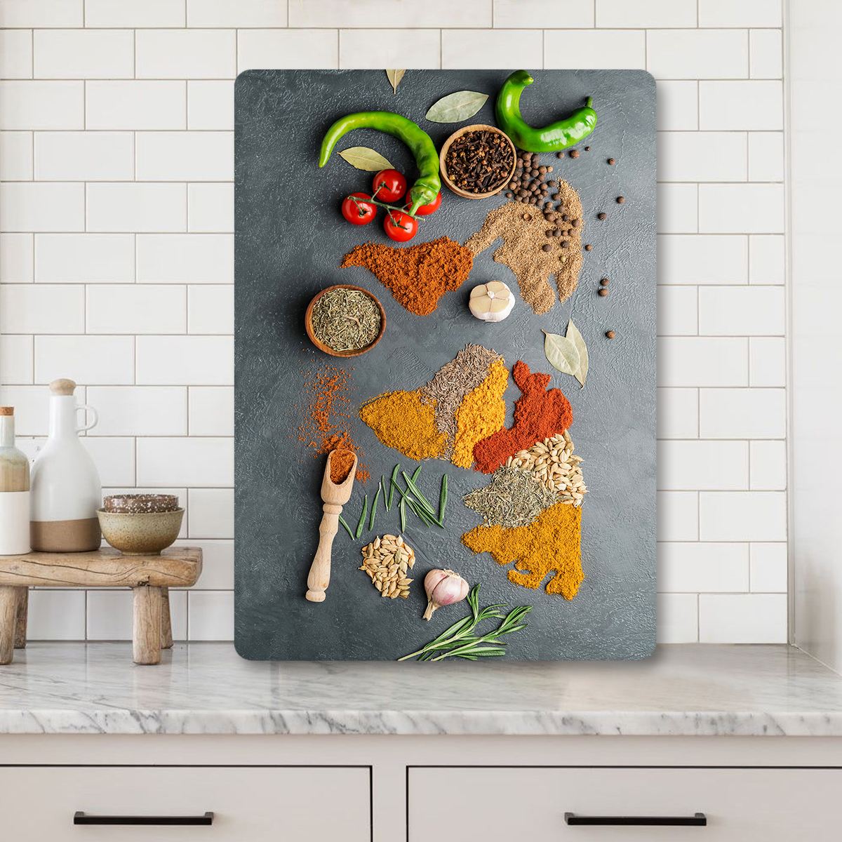 Tábua de corte 100% em vidro temperado – 20 x 30 cm – Multicolorido