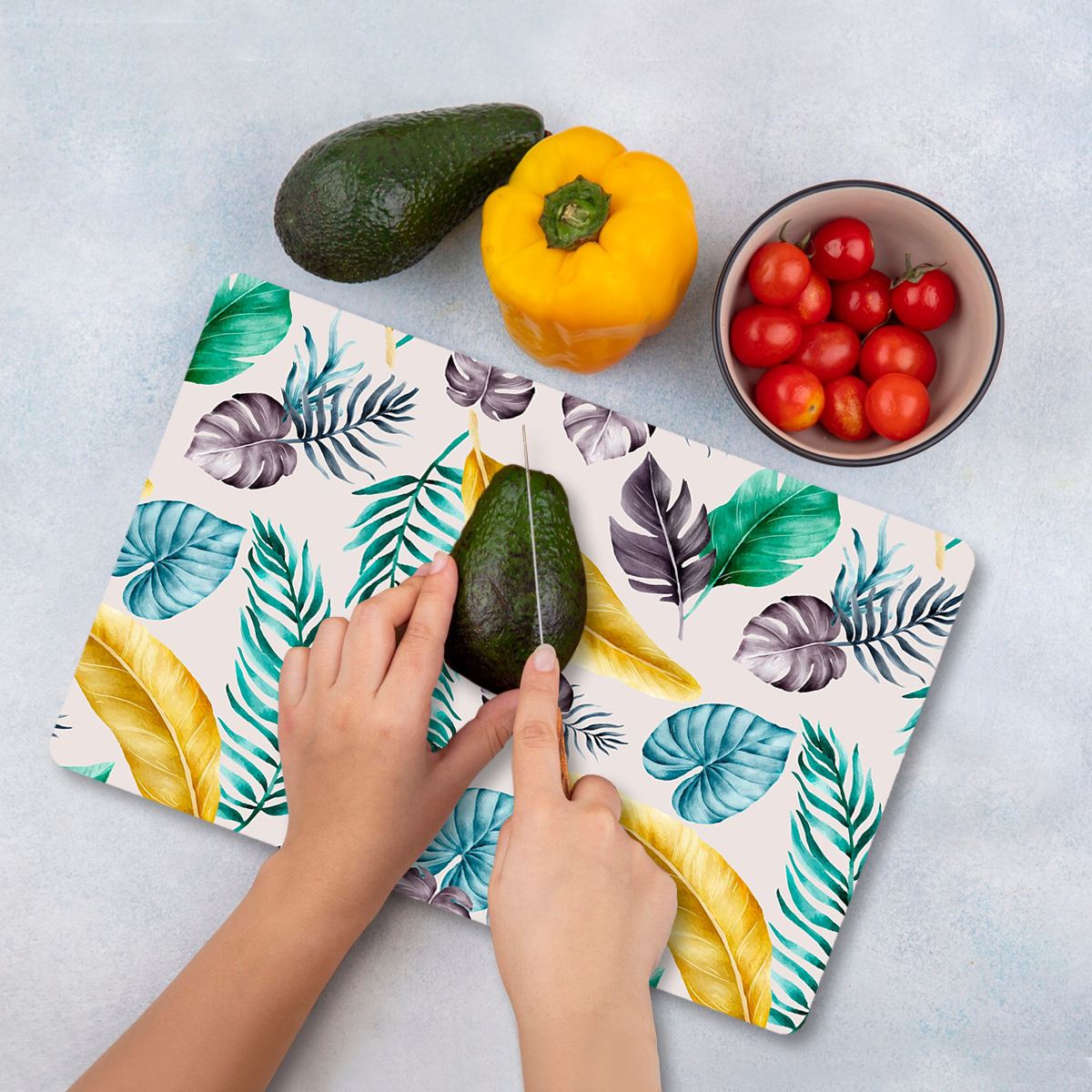 Tábua de corte em vidro temperado – 20 x 30 cm – multicolorido