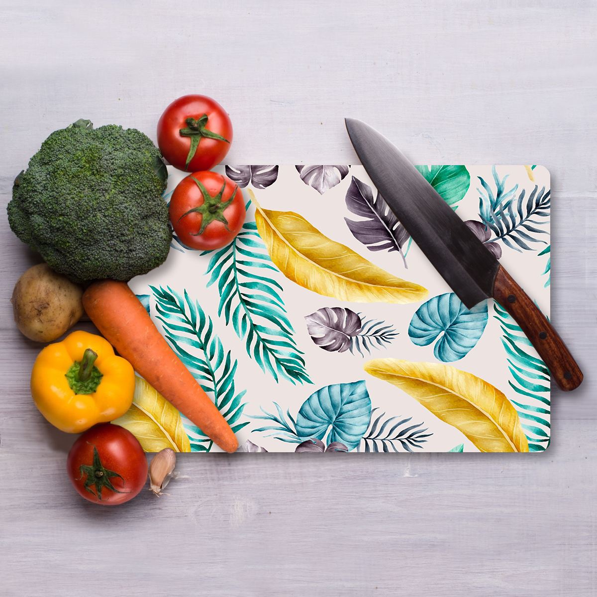 Tábua de corte em vidro temperado – 20 x 30 cm – multicolorido