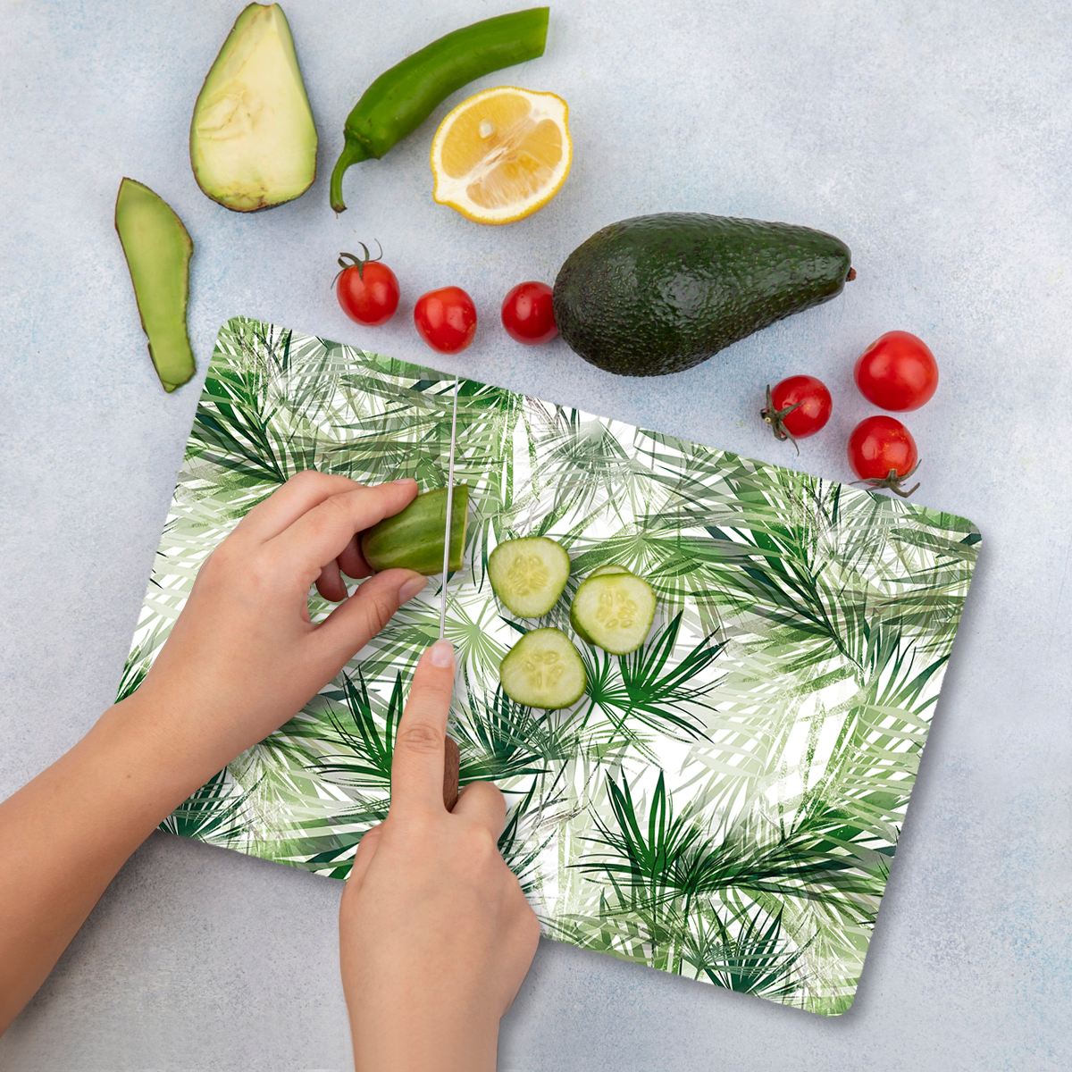 Tábua de corte – 30 x 40 cm – Multicolorido – Vidro temperado