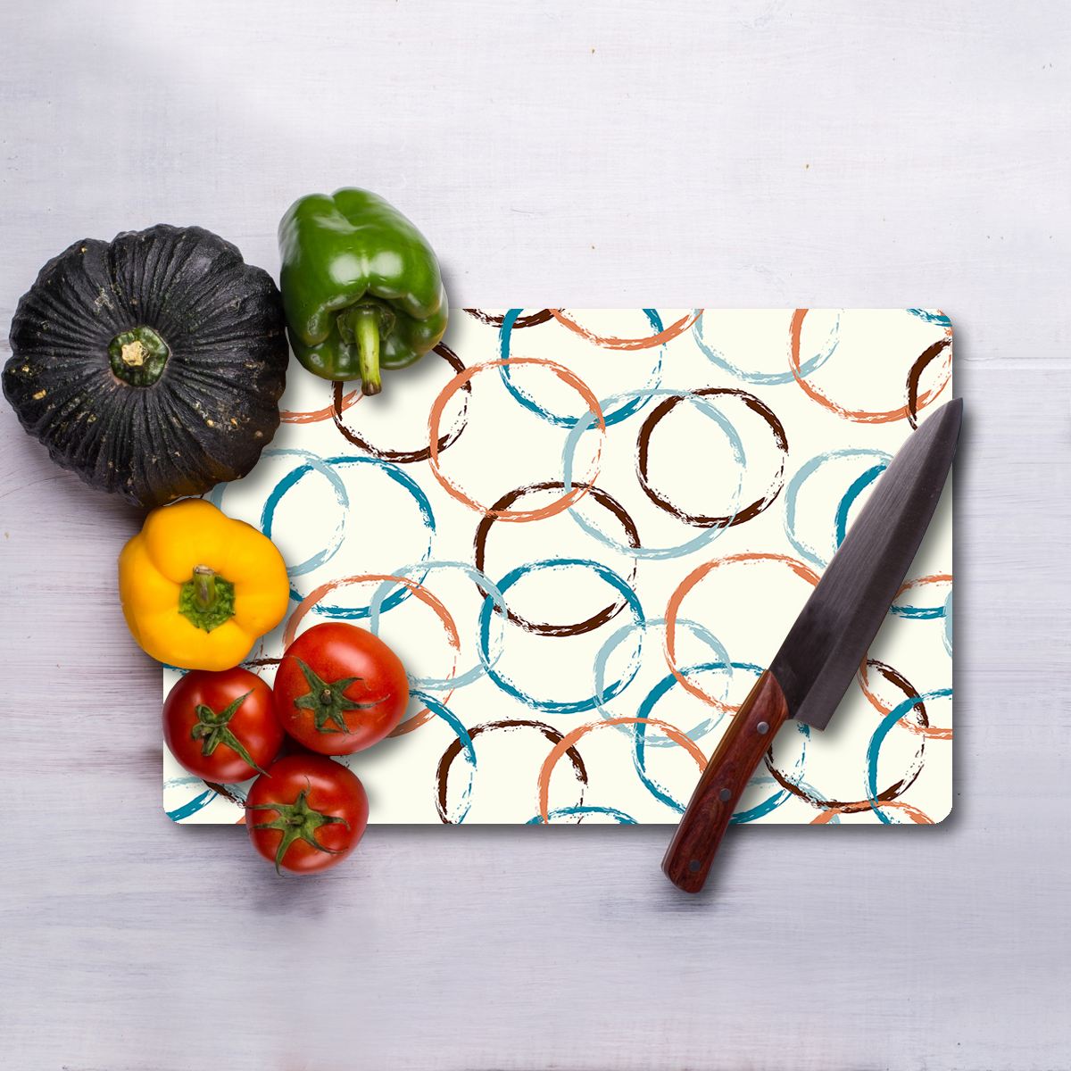 Tábua de corte em vidro temperado – 20 x 30 cm – multicolorido