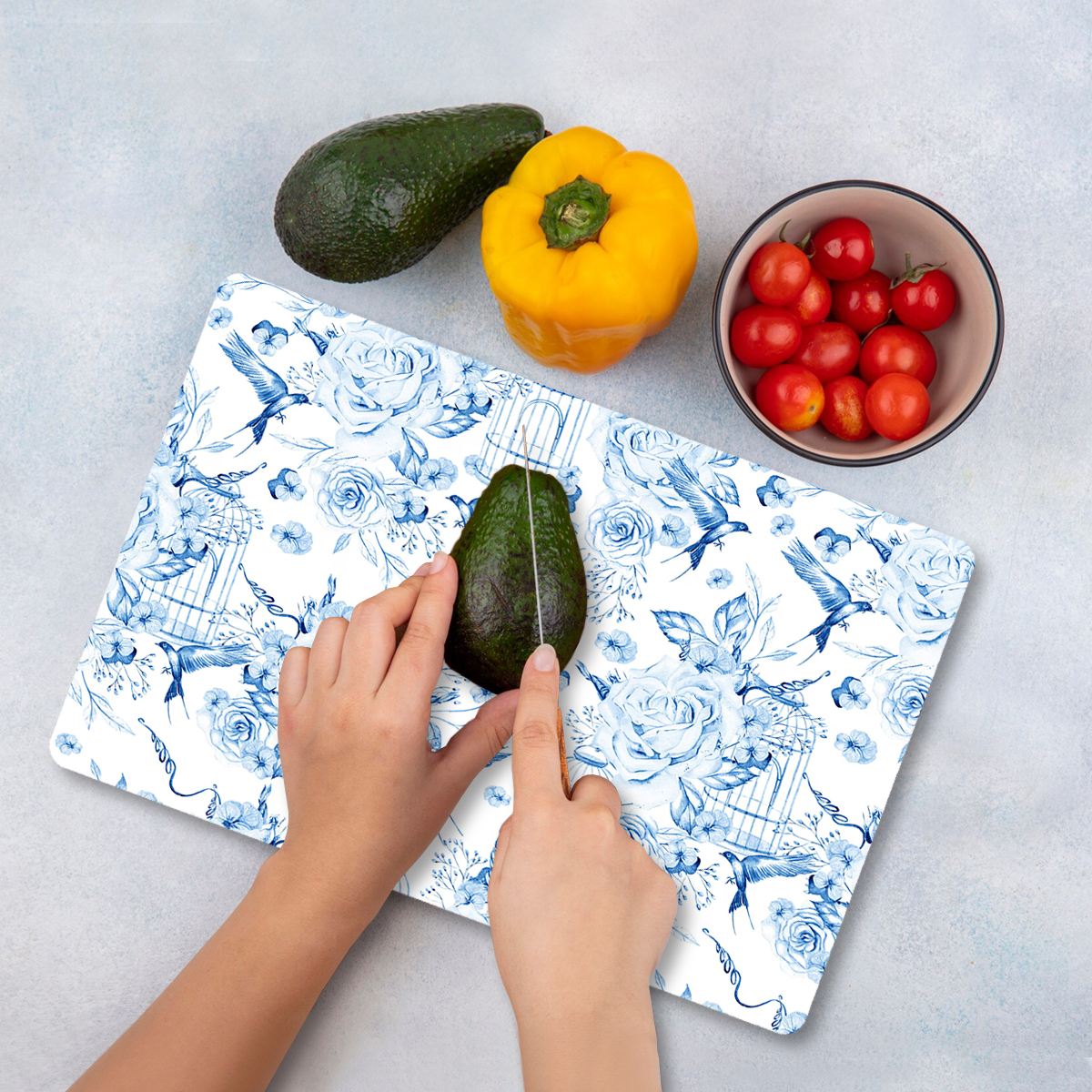 Tábua de corte de vidro temperado – 20 x 30 cm – multicolorido