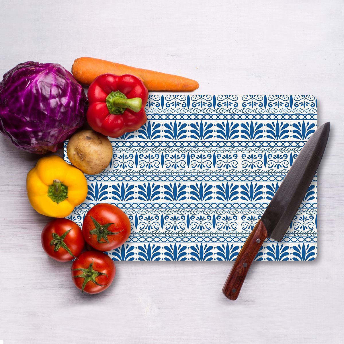 Tábua de corte em vidro temperado – 30 x 40 cm – Multicolorido